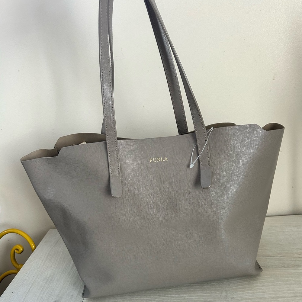 Authentic Furla Grey leather tote bag
